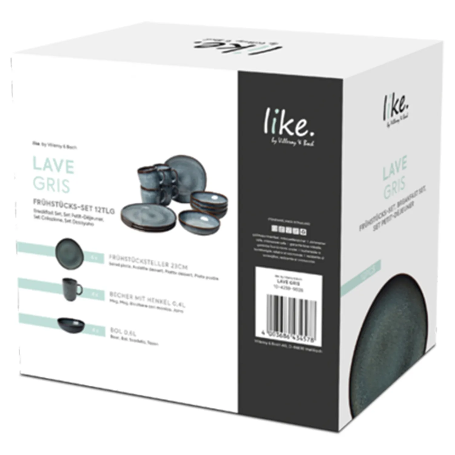 Lave French Country 12 Piece Dinnerware Set - Grey