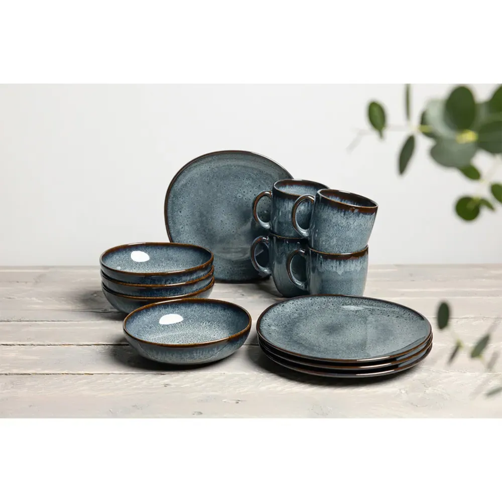 Lave French Country 12 Piece Dinnerware Set - Grey