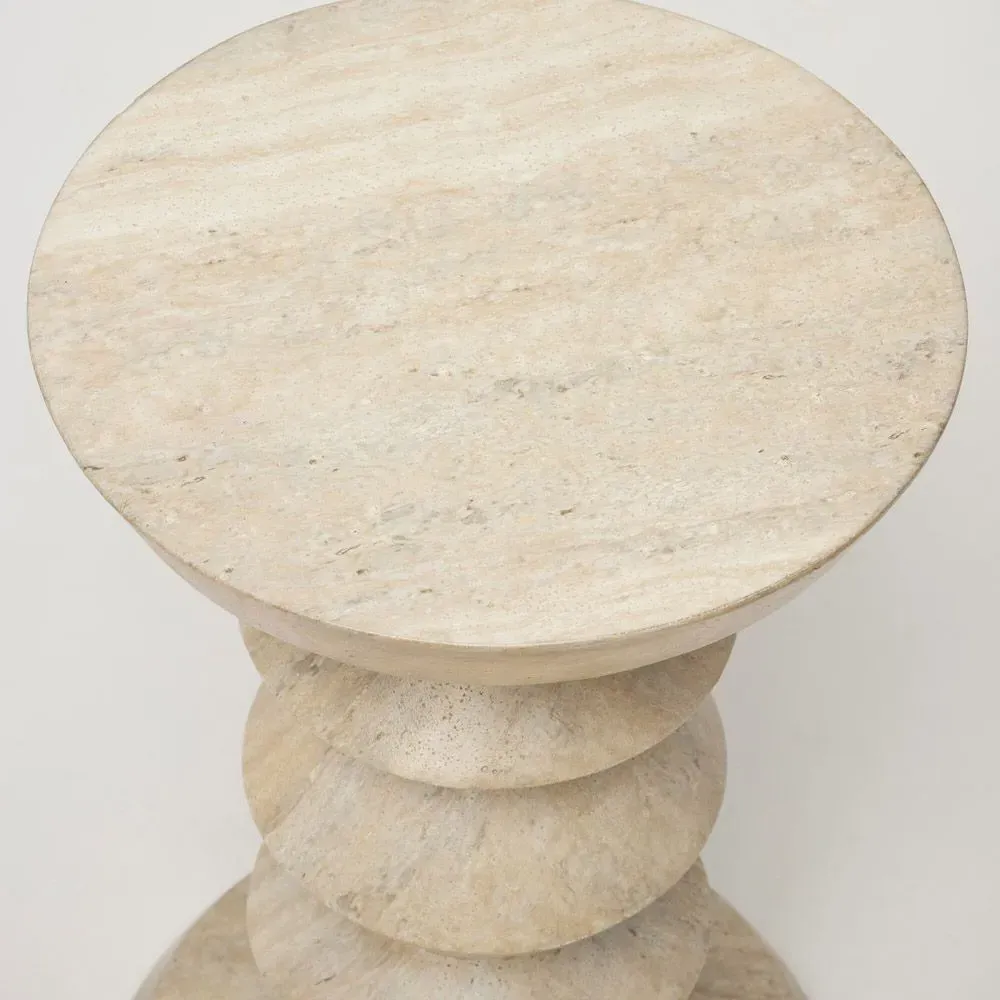 L'Avenue Round Drink Table - Brown, Marble Concrete