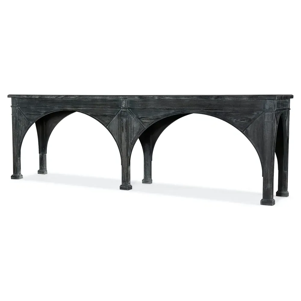 Lavine Curved Rectangular Console Table - Black, Pine
