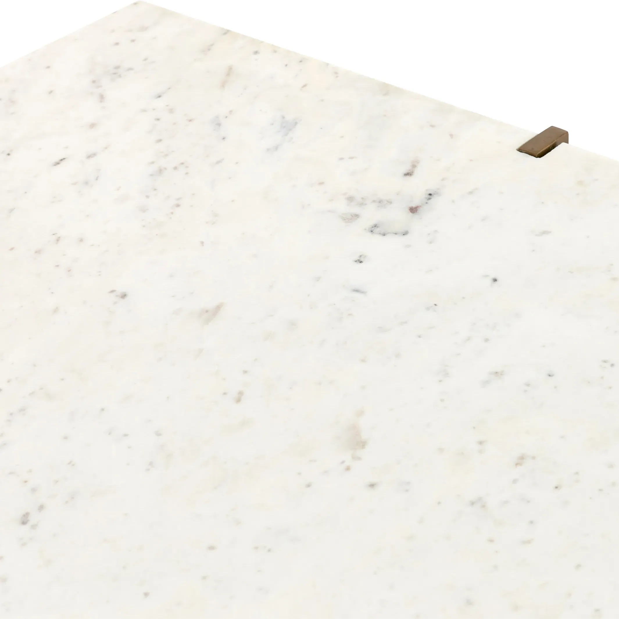 Lawrence Square Coffee Table - White Marble, Antique Brass