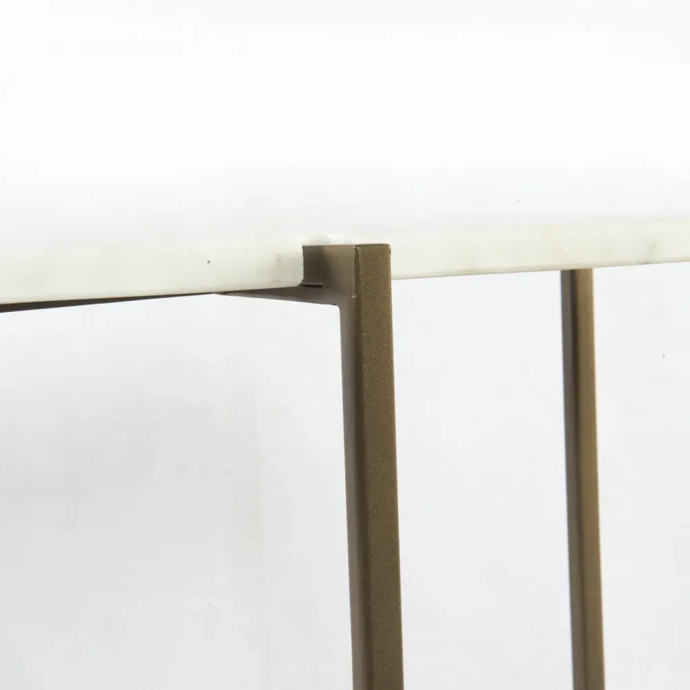 Lawrence Square Side Table - White, Marble