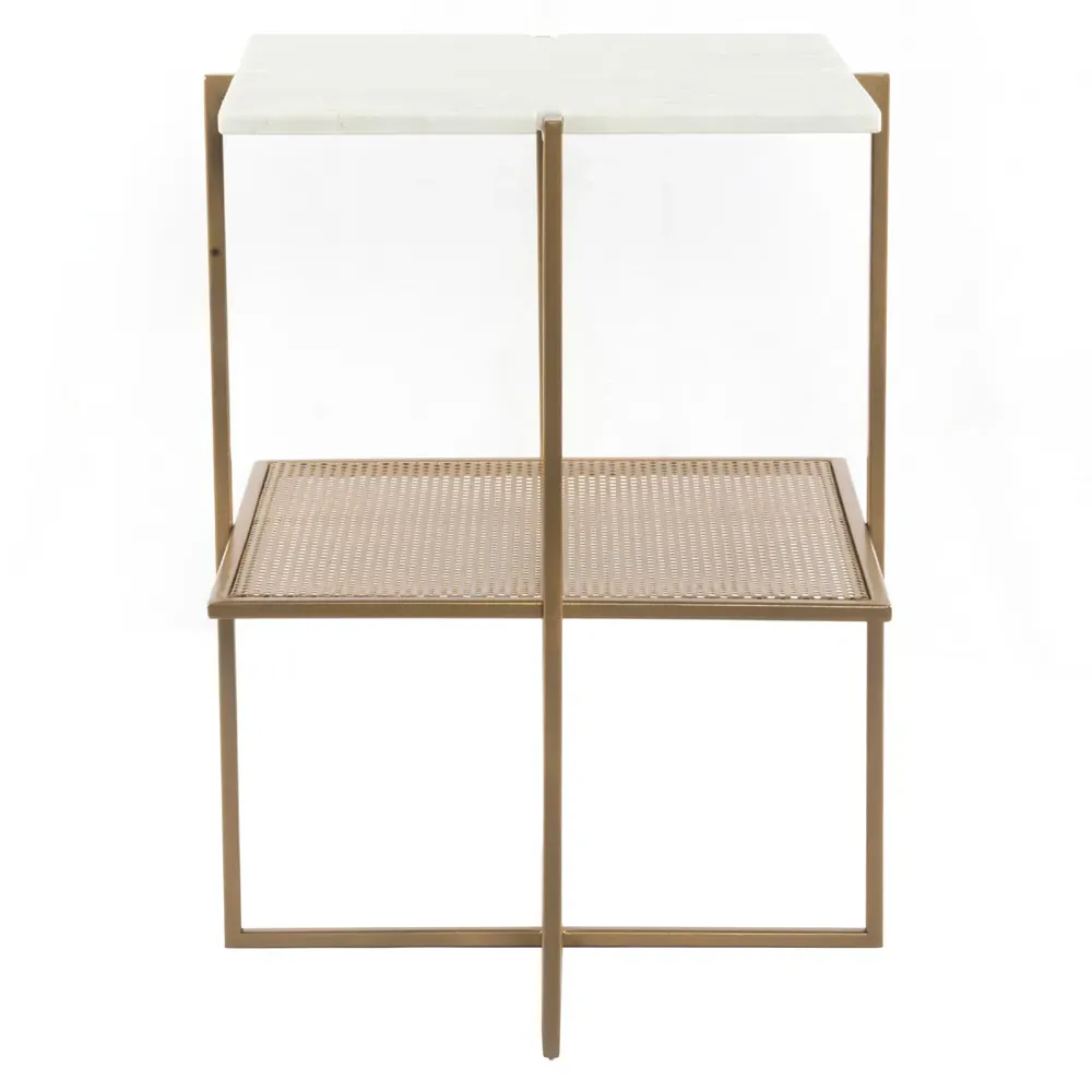 Lawrence Square Side Table - White, Marble image
