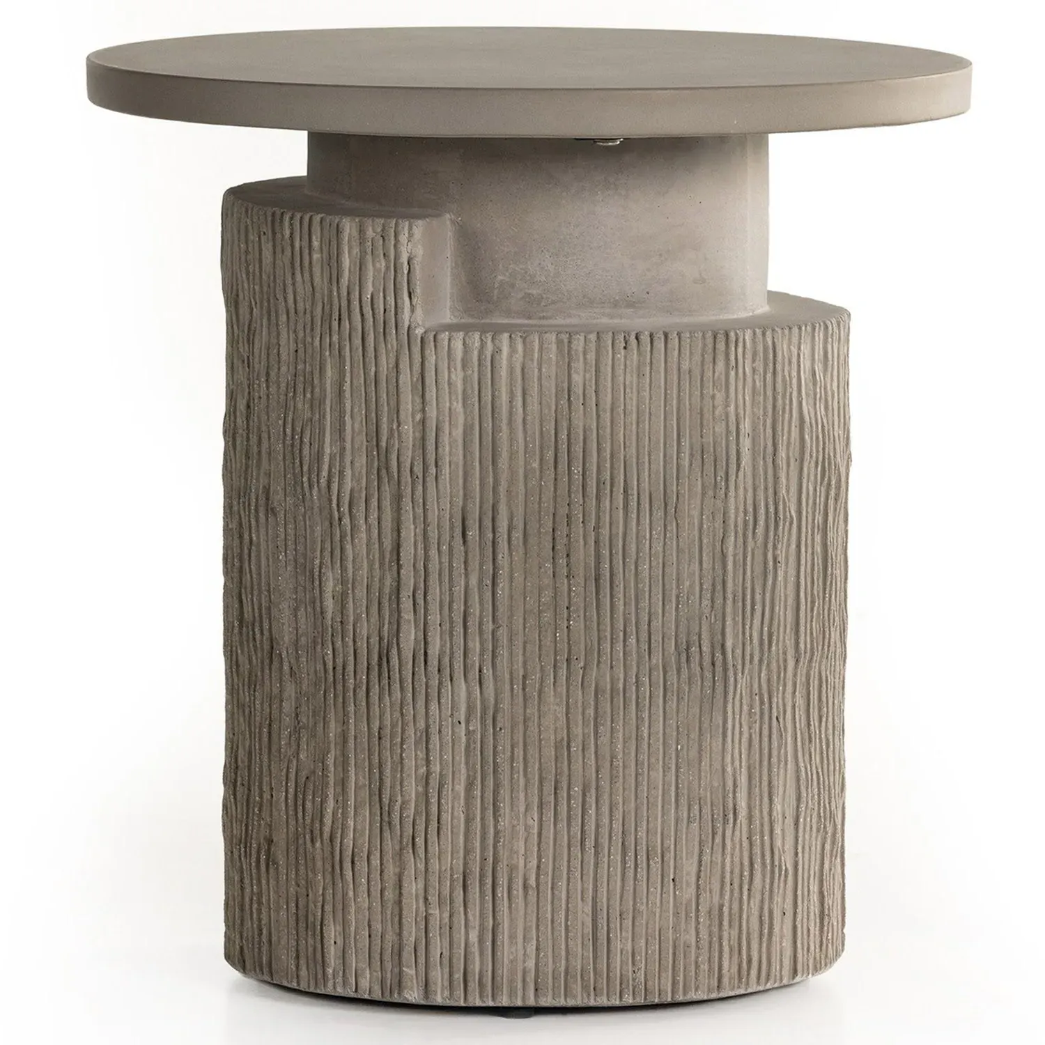 Lawson Round Outdoor End Table - Grey, Concrete