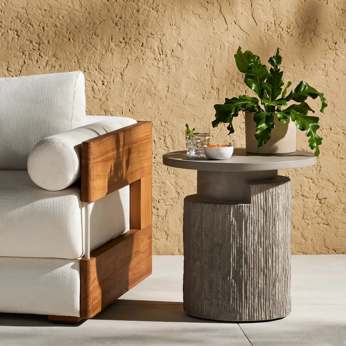 Lawson Round Outdoor End Table - Grey, Concrete