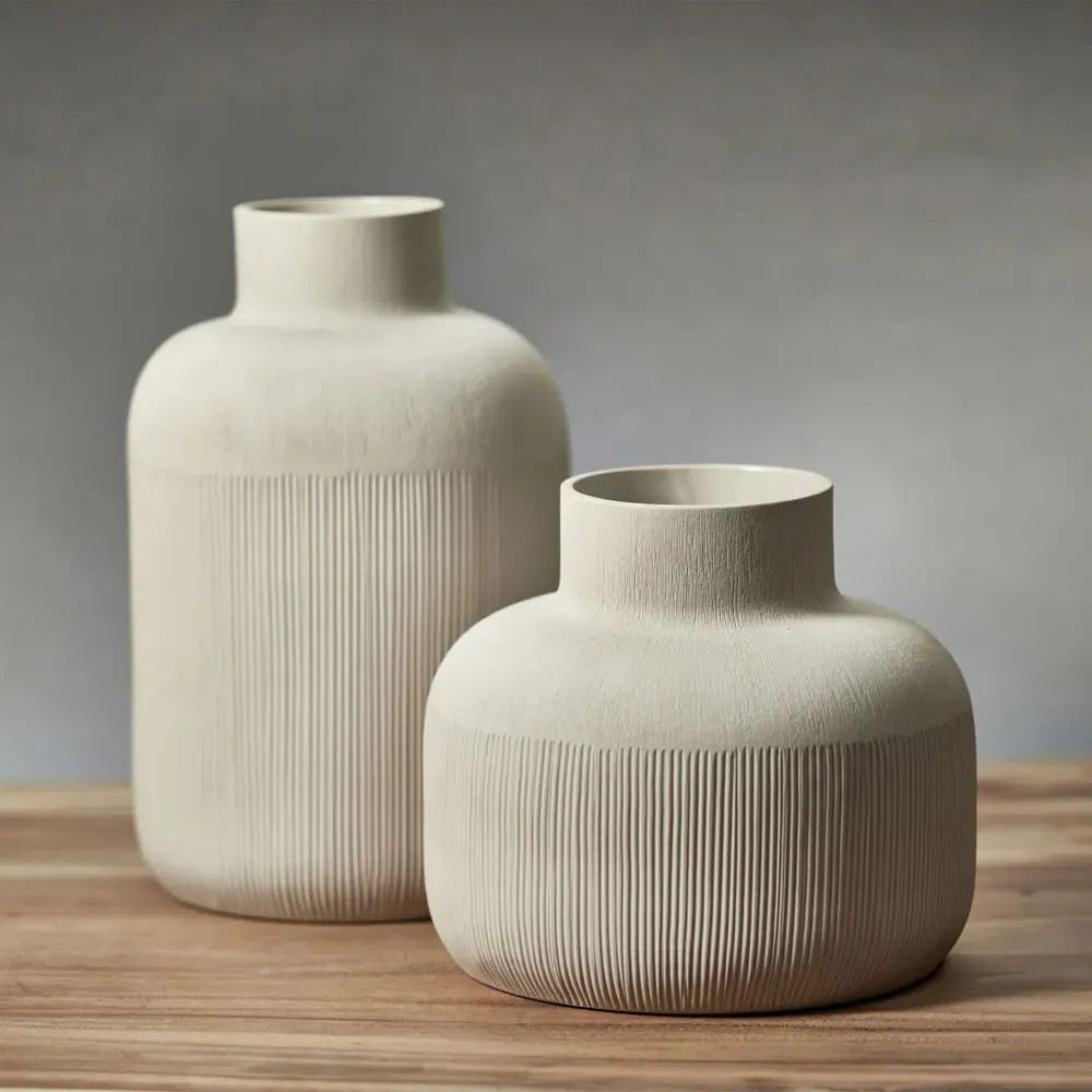 Laya Short Decorative Vase - Cream, Porcelain