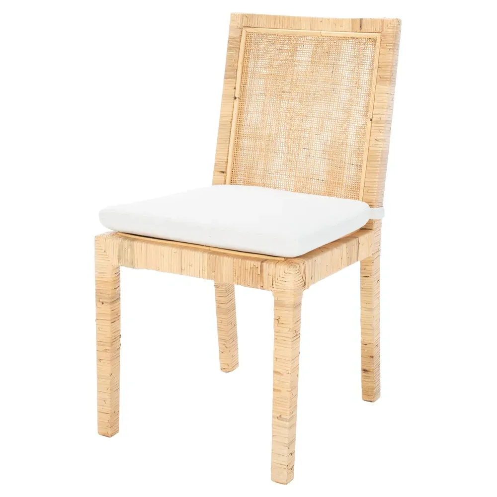 Layla Cane Woven Dining Chair Set of 2 - White, Rattan