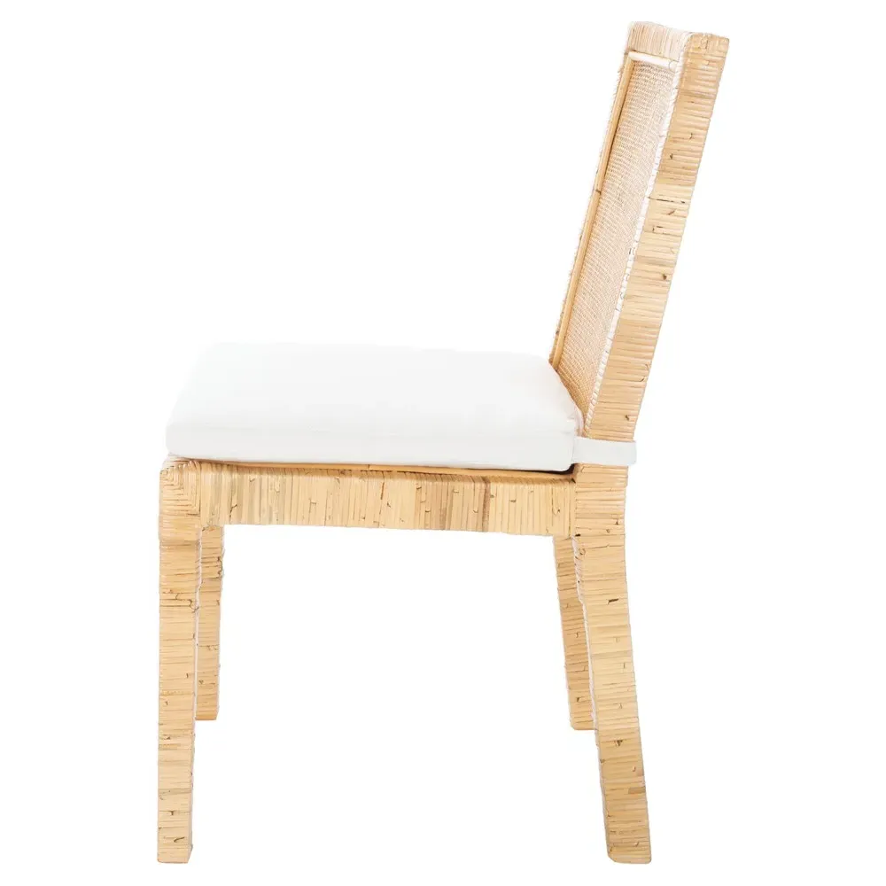 Layla Cane Woven Dining Chair Set of 2 - White, Rattan