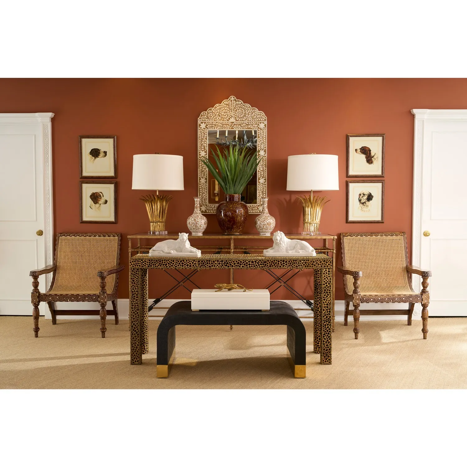 Lazlo Setter Dog Frame Illustration - Brown