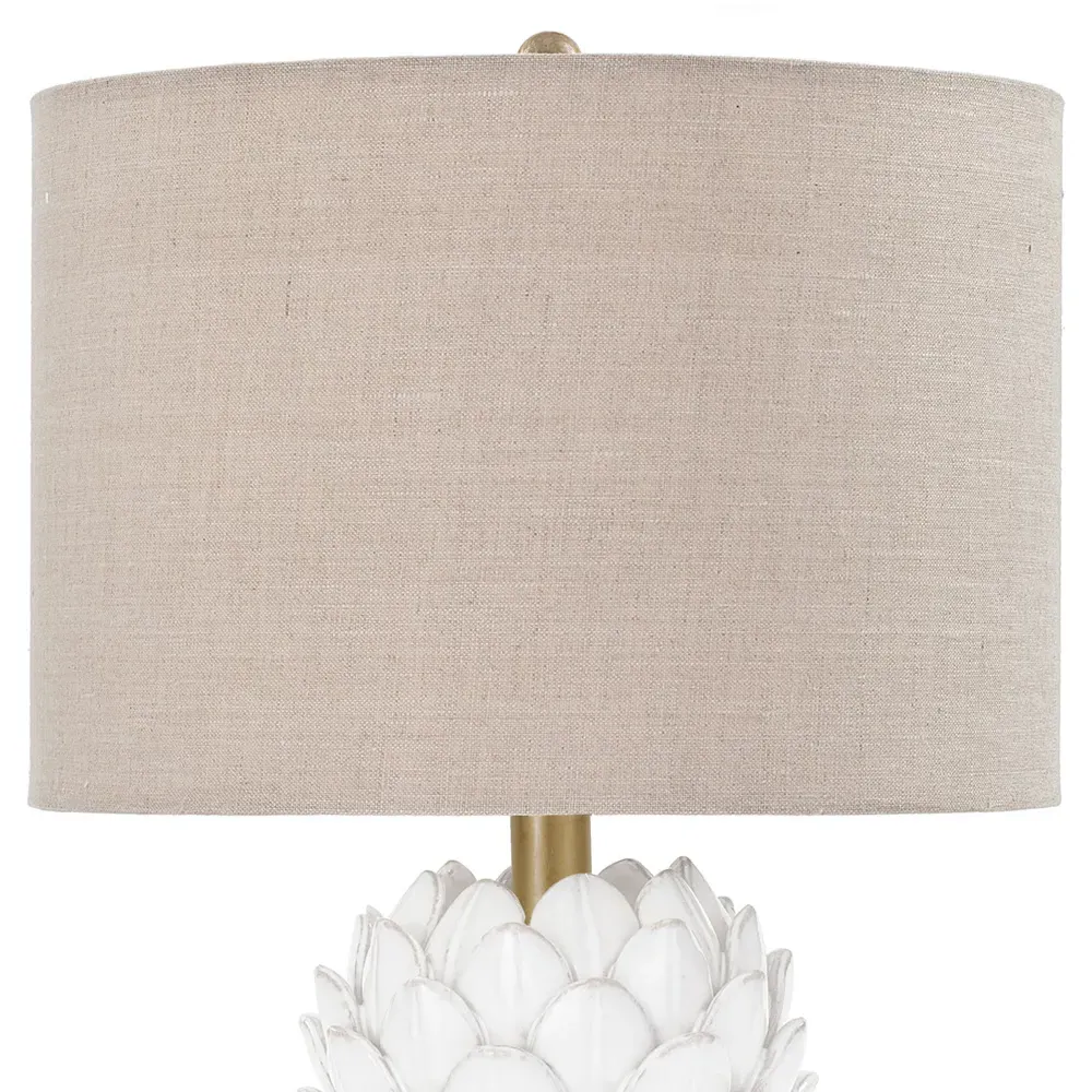 Leafy Artichoke Ceramic Table Lamp - White