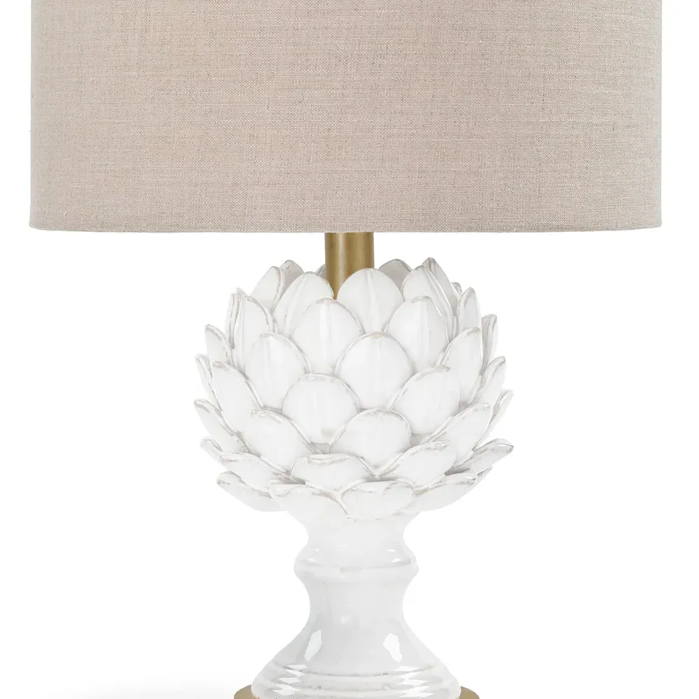 Leafy Artichoke Ceramic Table Lamp - White