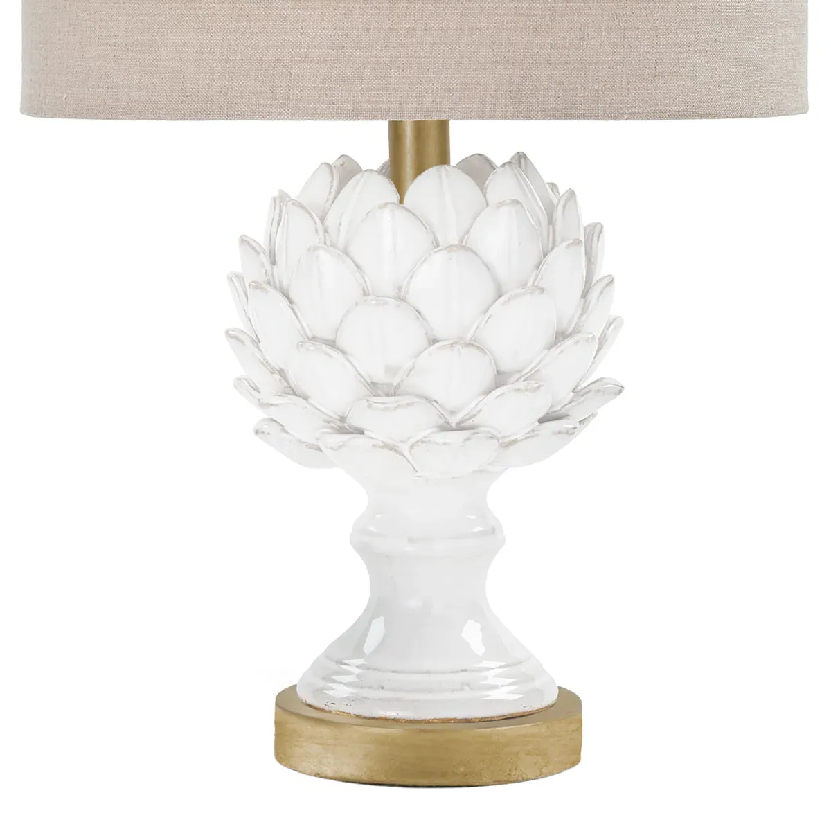 Leafy Artichoke Ceramic Table Lamp - White