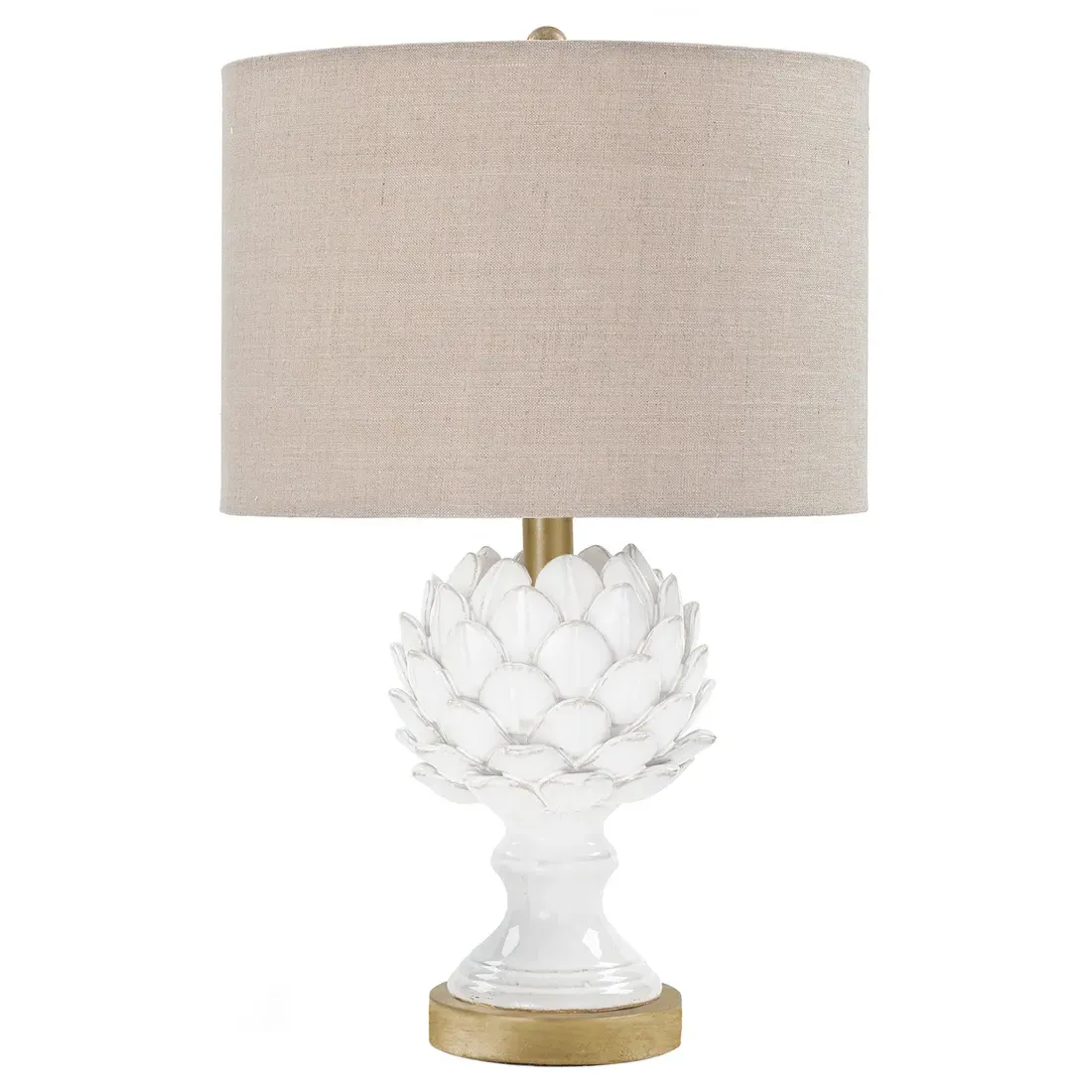 Leafy Artichoke Ceramic Table Lamp - White image