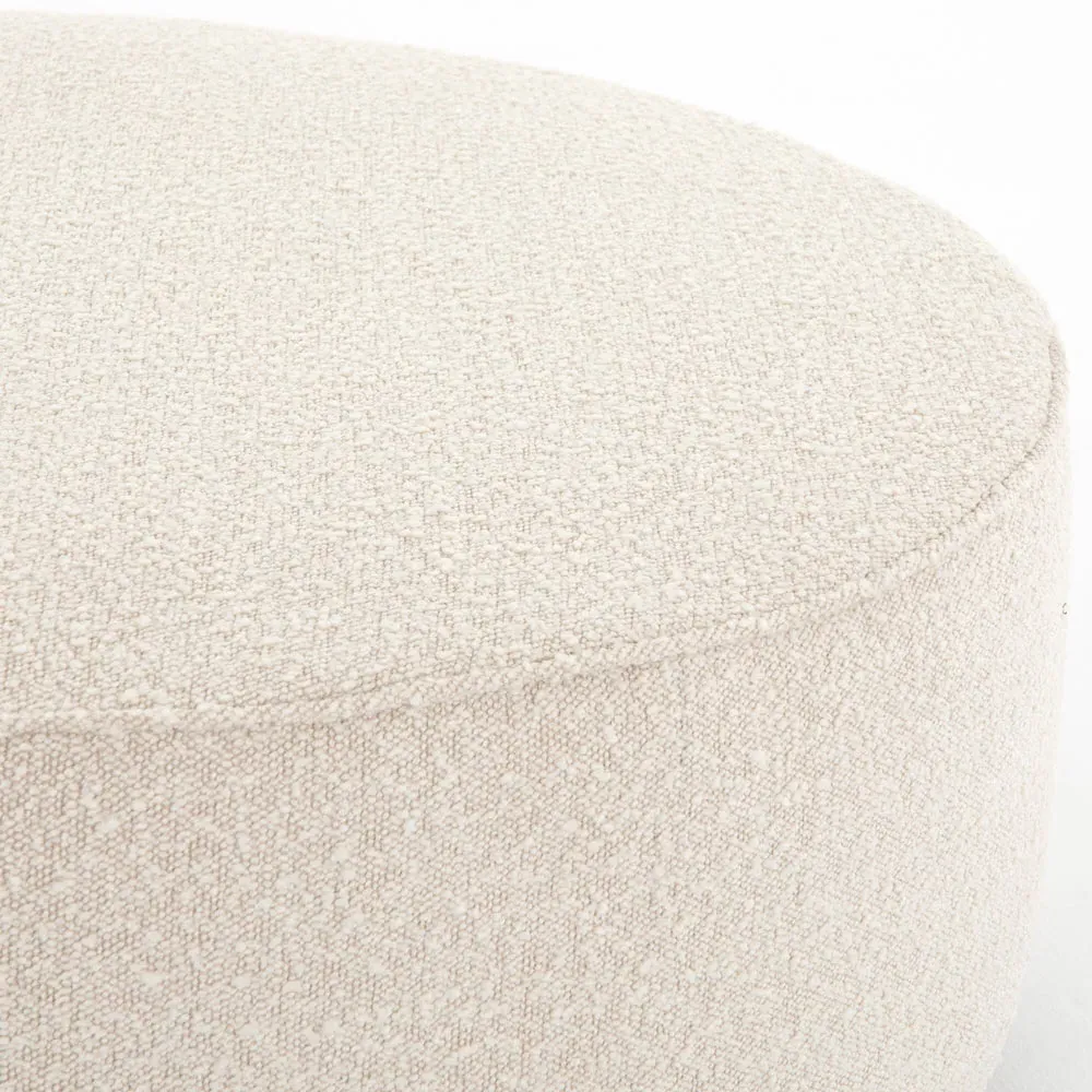 Leah Round Ottoman - Beige, Boucle
