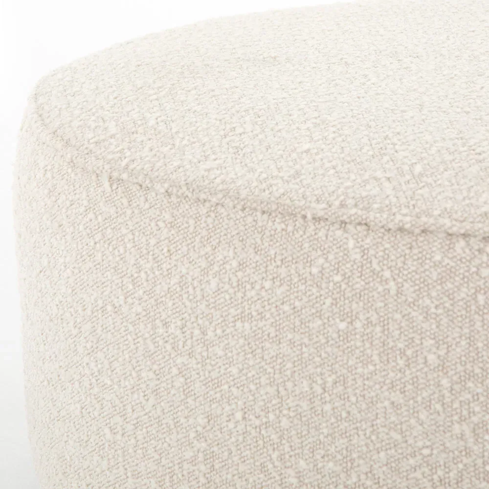 Leah Round Ottoman - Beige, Boucle