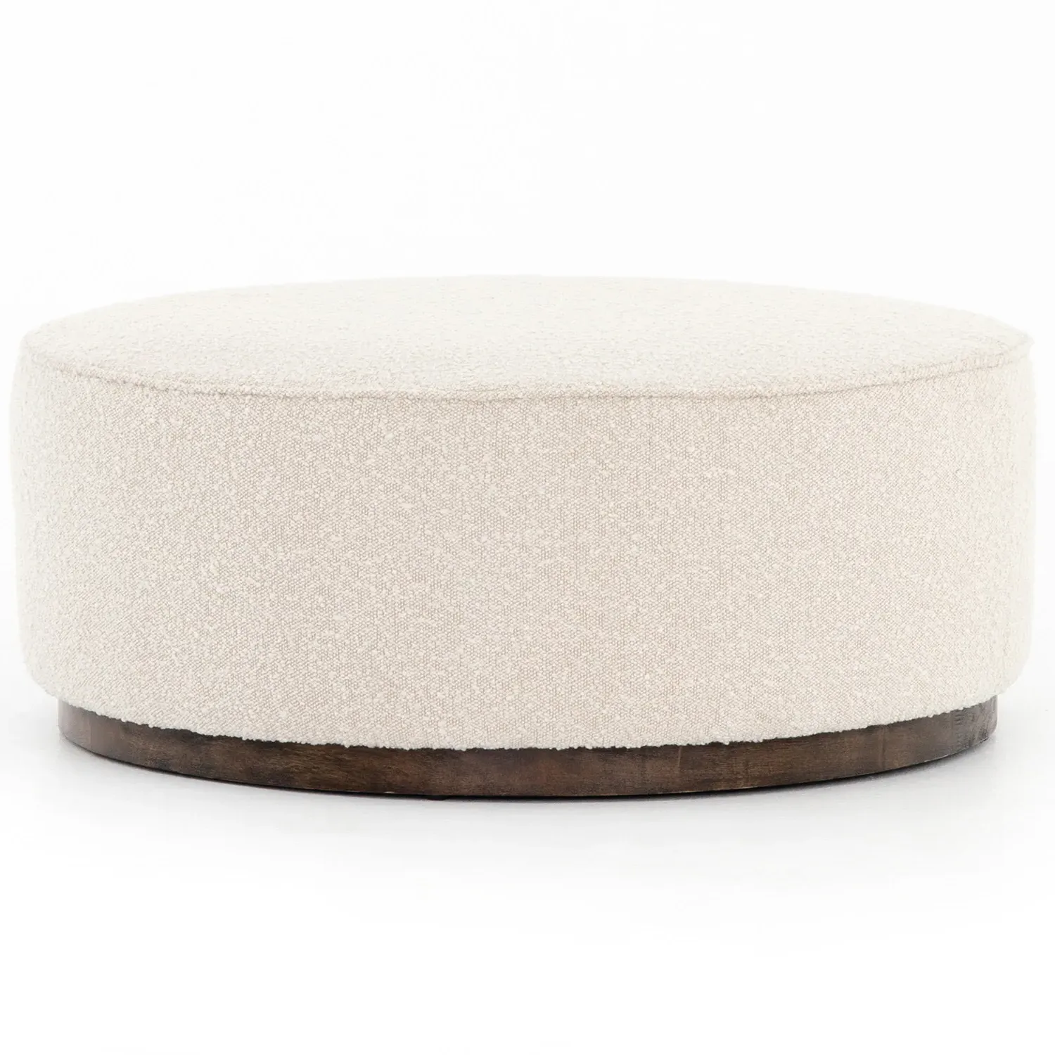 Leah Round Ottoman - Beige, Boucle