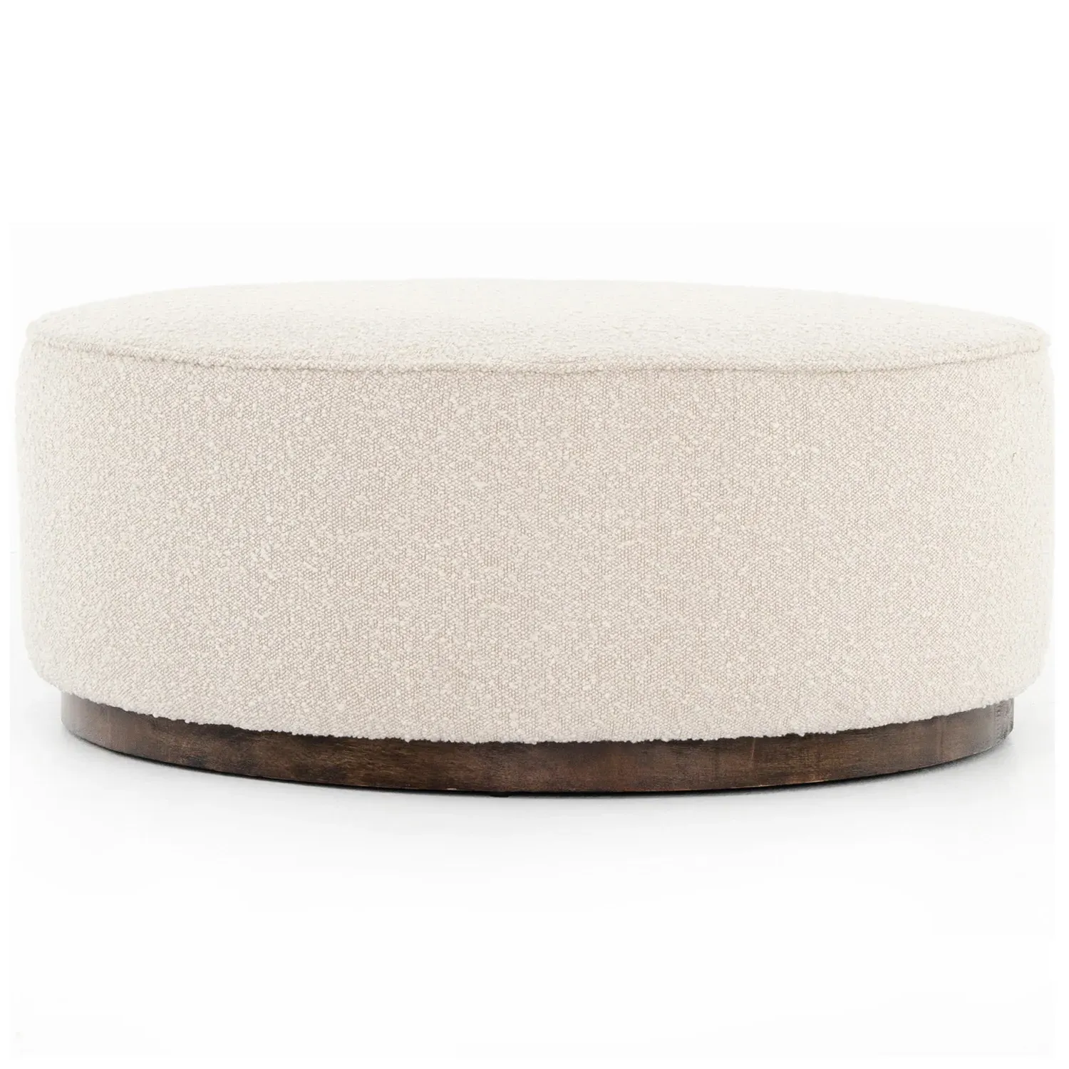 Leah Round Ottoman - Beige, Boucle
