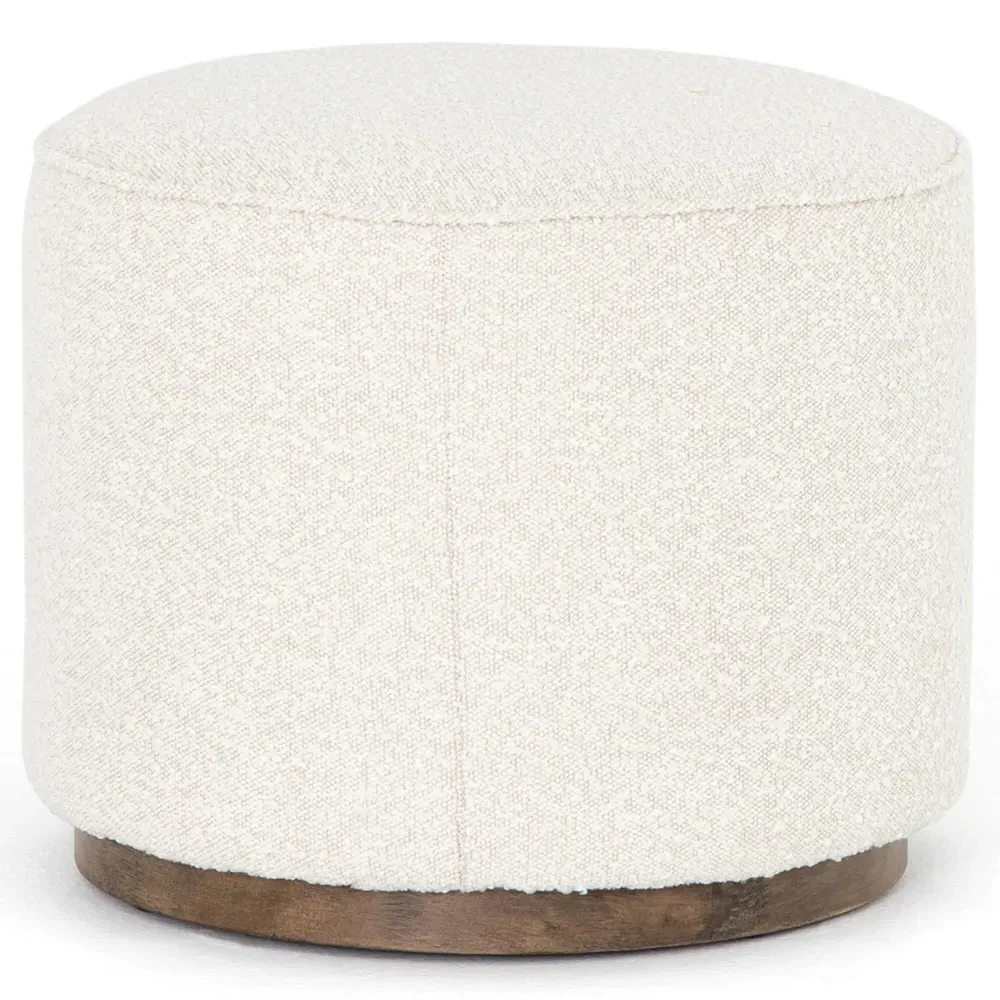 Leah Round Ottoman - Cream, Boucle