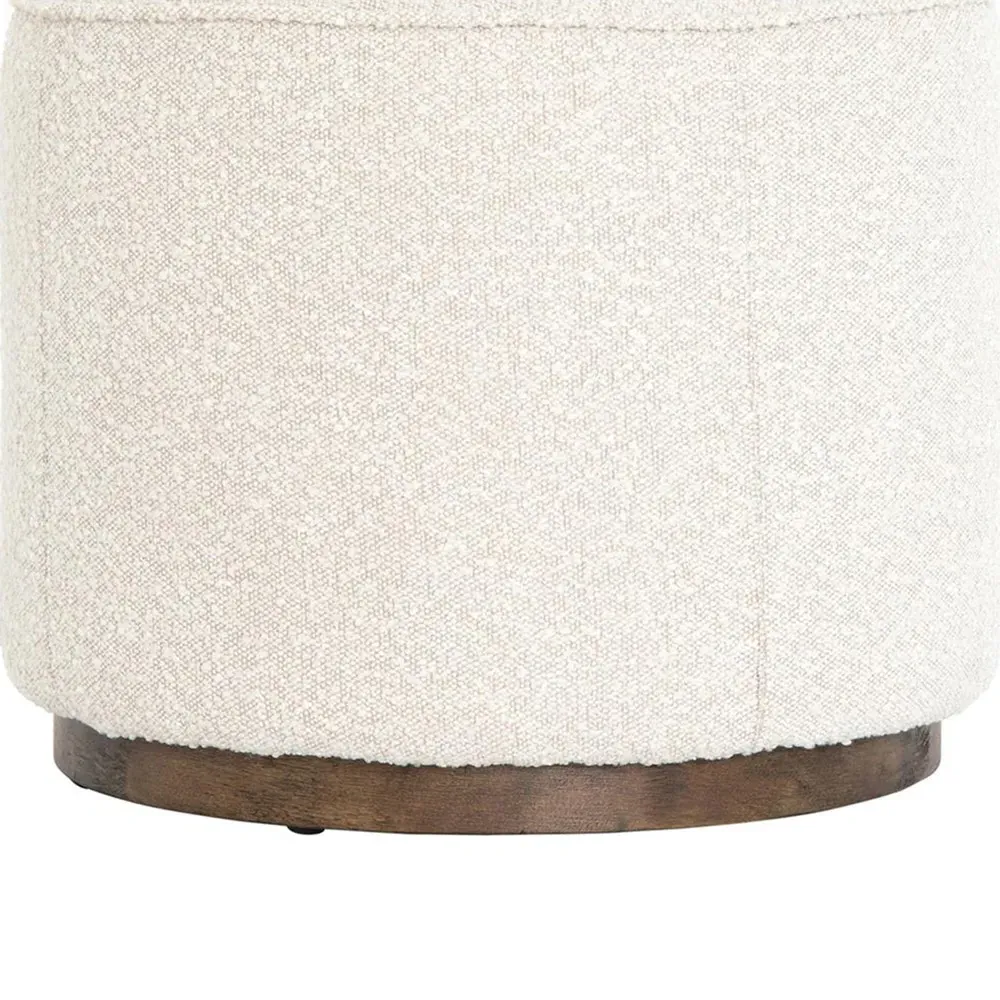Leah Round Ottoman - Cream, Boucle