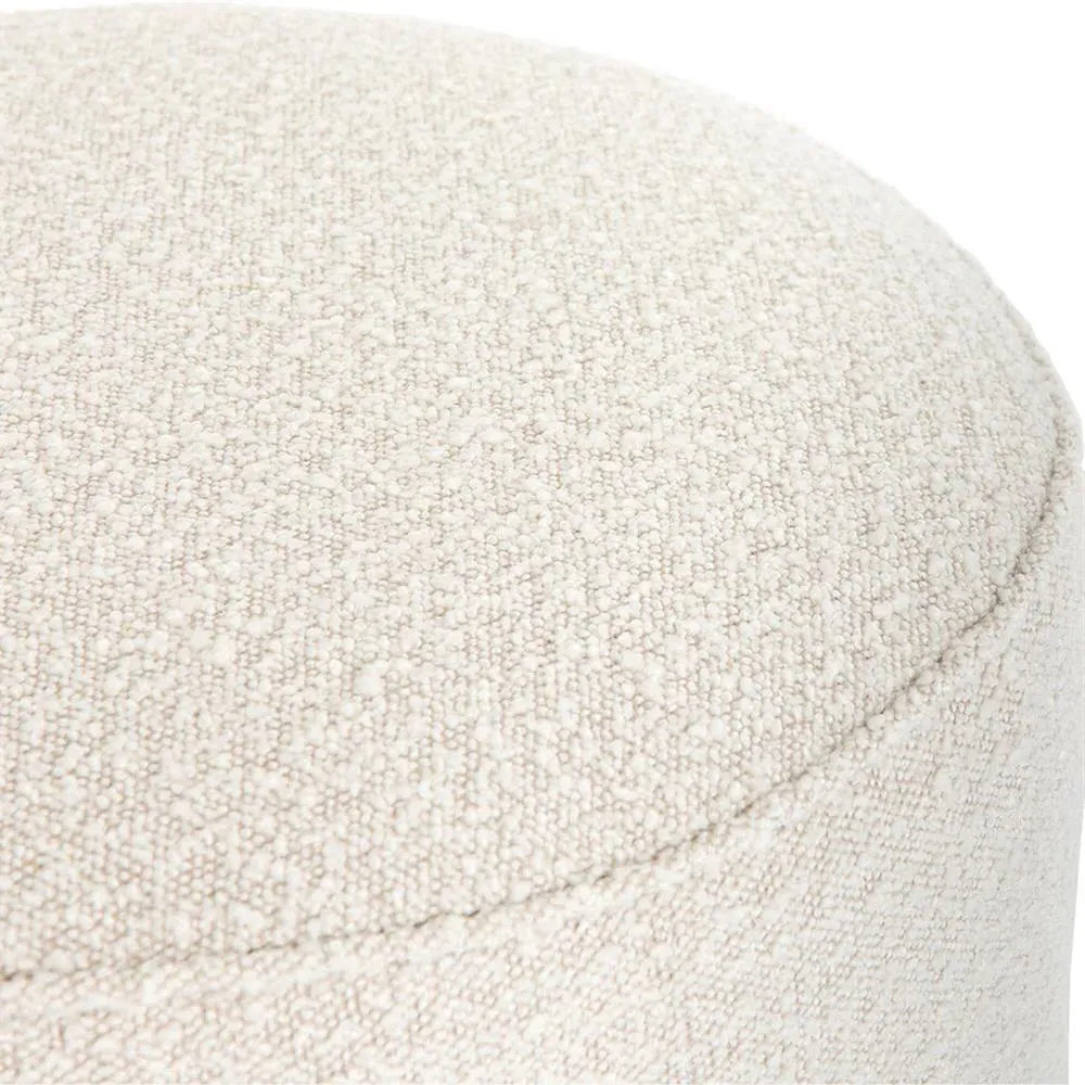 Leah Round Ottoman - Cream, Boucle