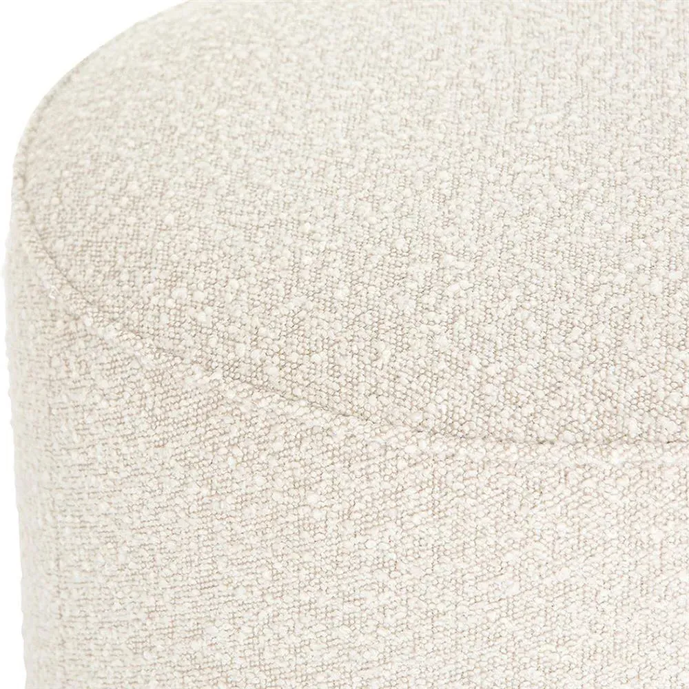 Leah Round Ottoman - Cream, Boucle