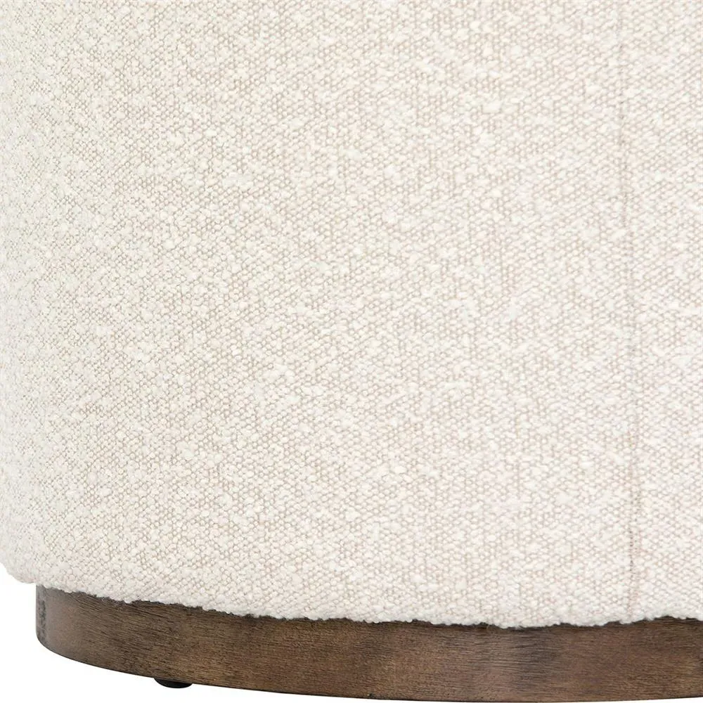 Leah Round Ottoman - Cream, Boucle