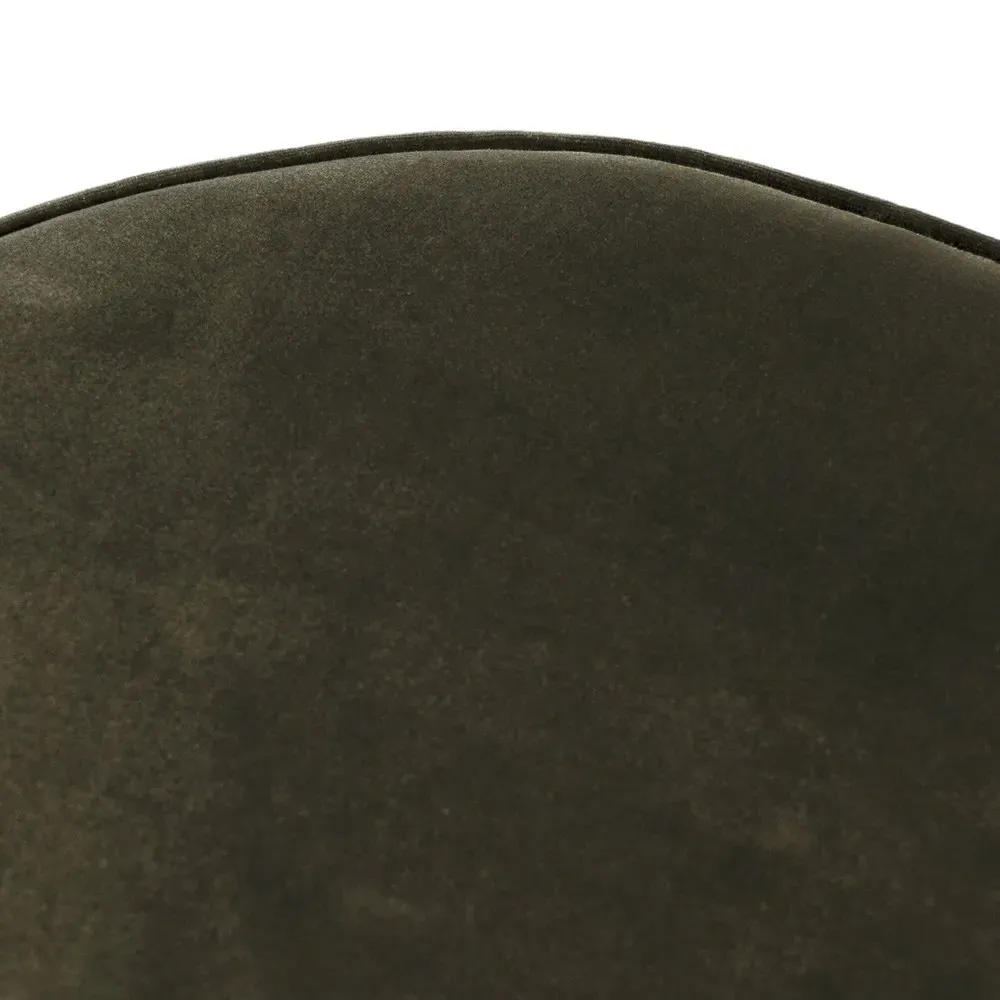 Leah Round Ottoman - Olive Green, Velvet