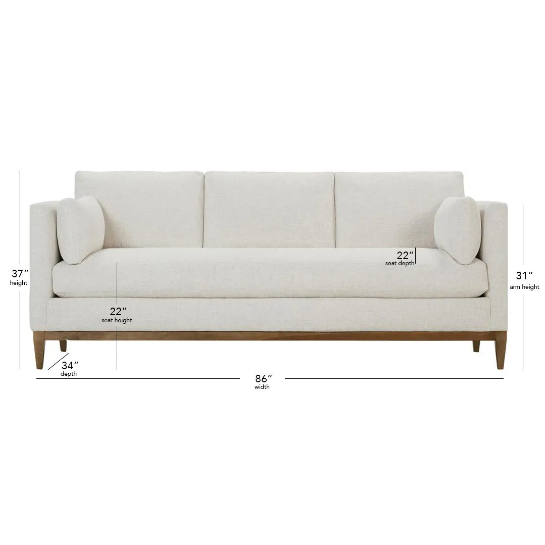 Leah Upholstered Sofa - Bone White, Latte Wood