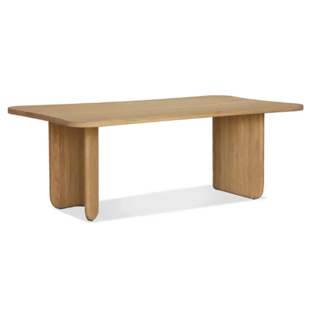 Leaky Double Pedestal Rectangular Dining Table - Brown, Oak