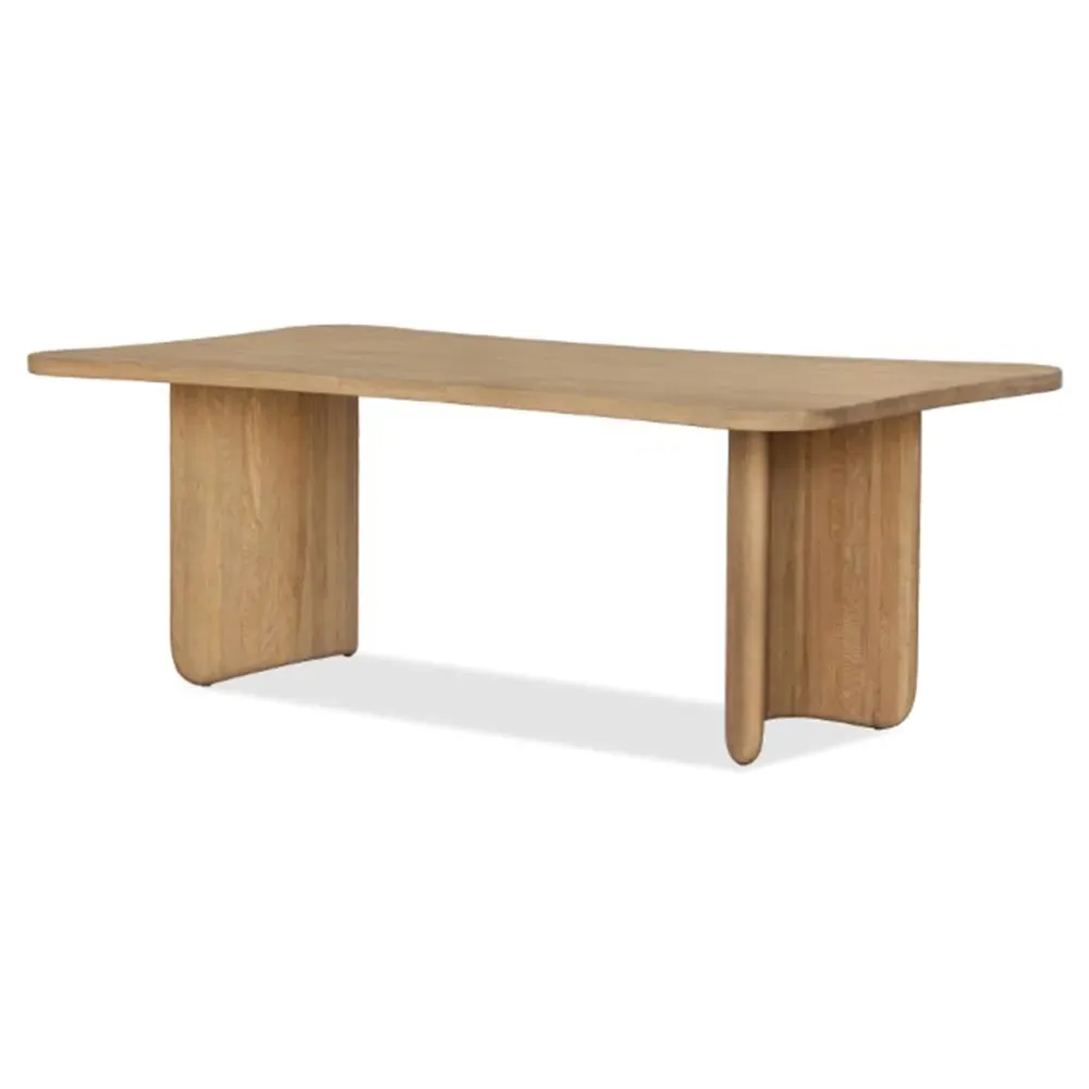 Leaky Double Pedestal Rectangular Dining Table - Brown, Oak