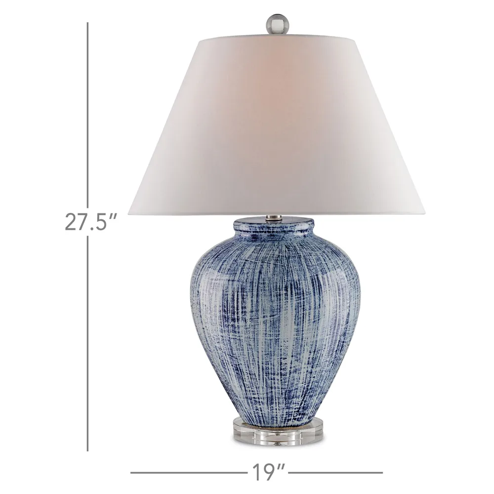 Leala Hand Glazed Ceramic Table Lamp - Blue