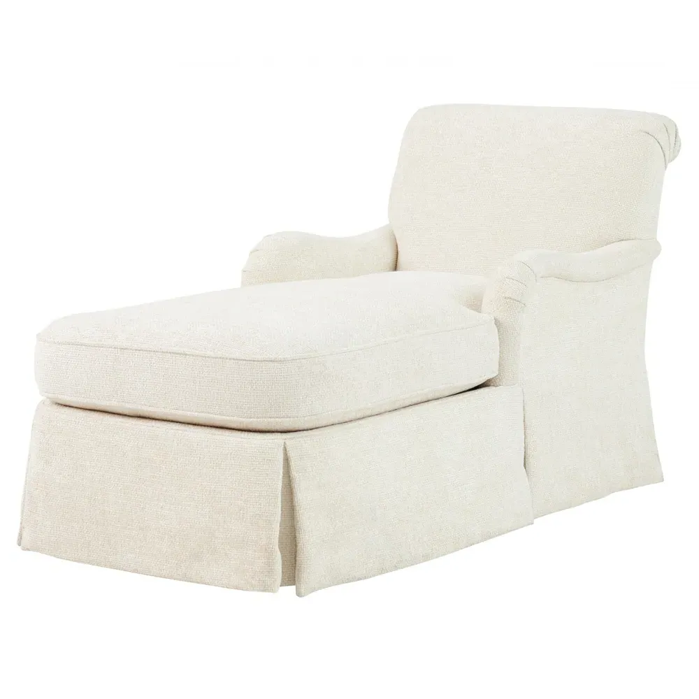 Leanne Slipcovered Chaise Lounge - White, Walnut image