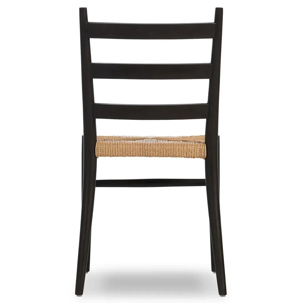 Leda Outdoor Ladderback Dining Chair - Black, Teak
