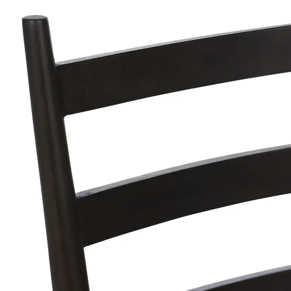 Leda Outdoor Ladderback Dining Chair - Black, Teak
