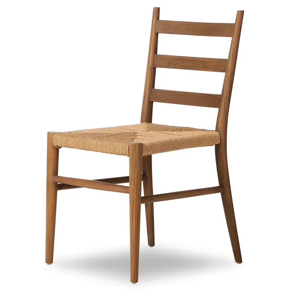 Leda Outdoor Ladderback Dining Chair - Brown, Teak
