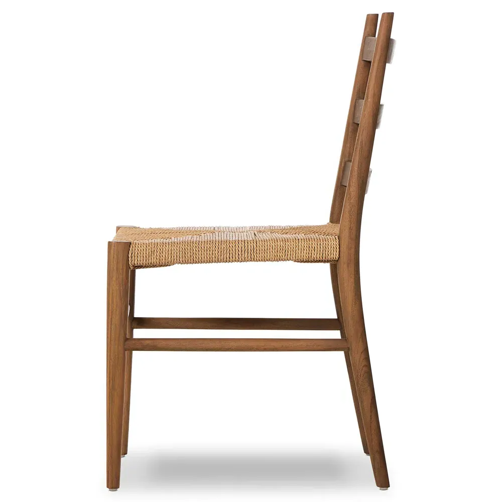 Leda Outdoor Ladderback Dining Chair - Brown, Teak