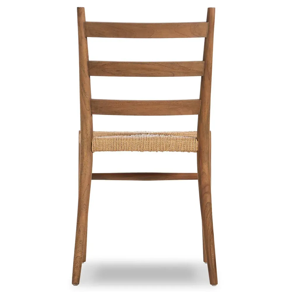 Leda Outdoor Ladderback Dining Chair - Brown, Teak