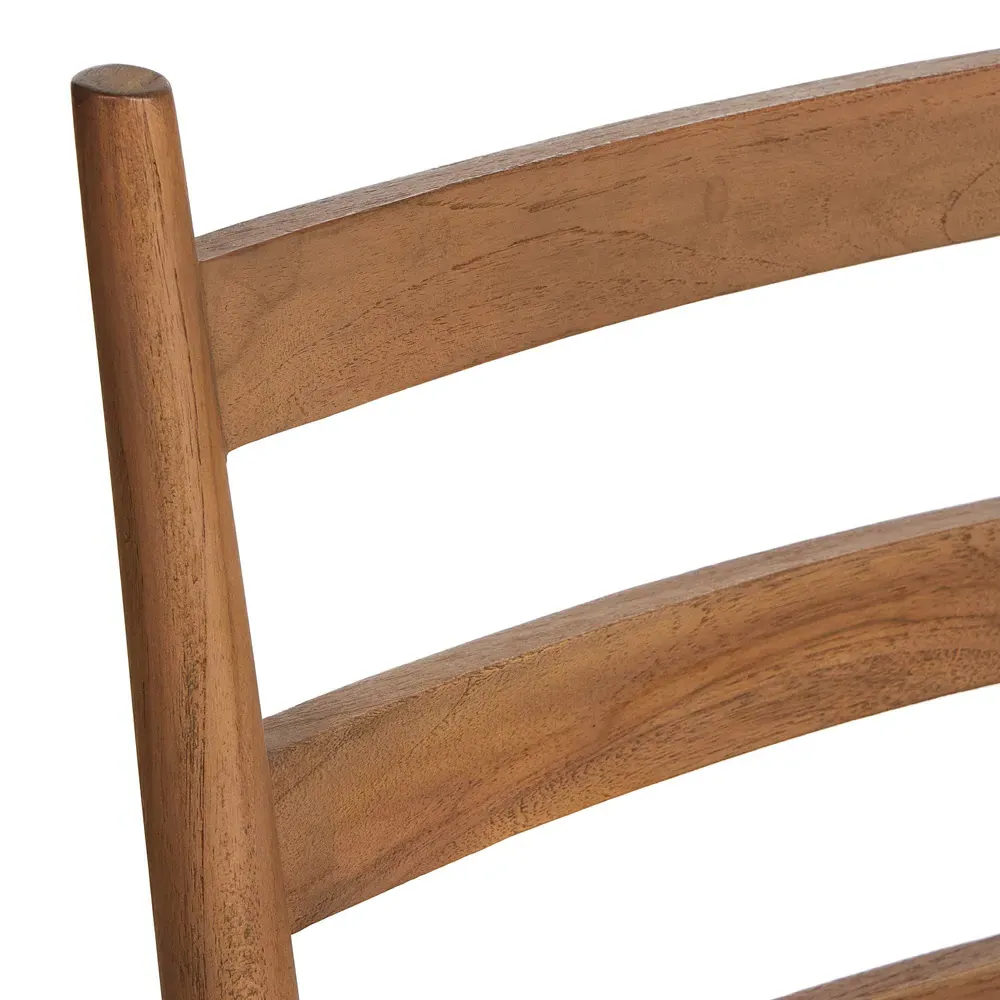 Leda Outdoor Ladderback Dining Chair - Brown, Teak