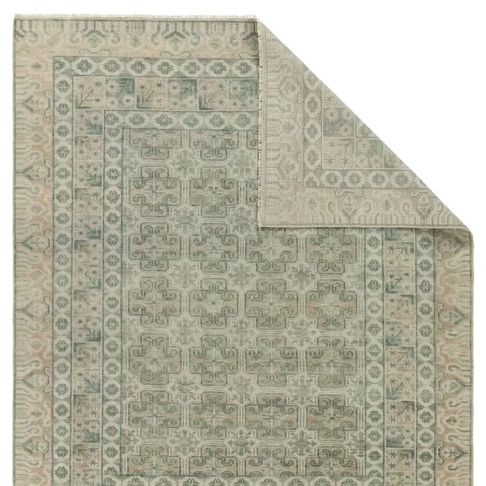Lee Global Patterned Hand Knotted Rug - Green, Wool