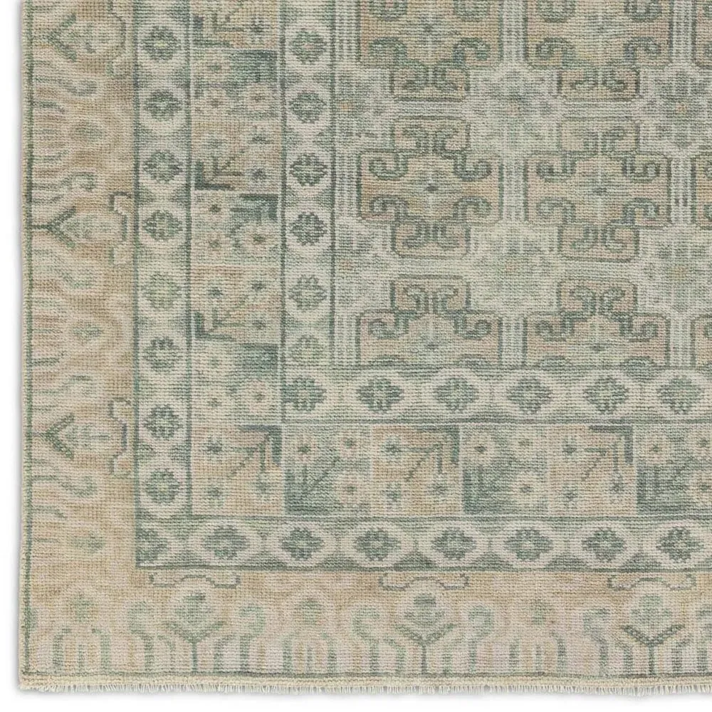 Lee Global Patterned Hand Knotted Rug - Green, Wool