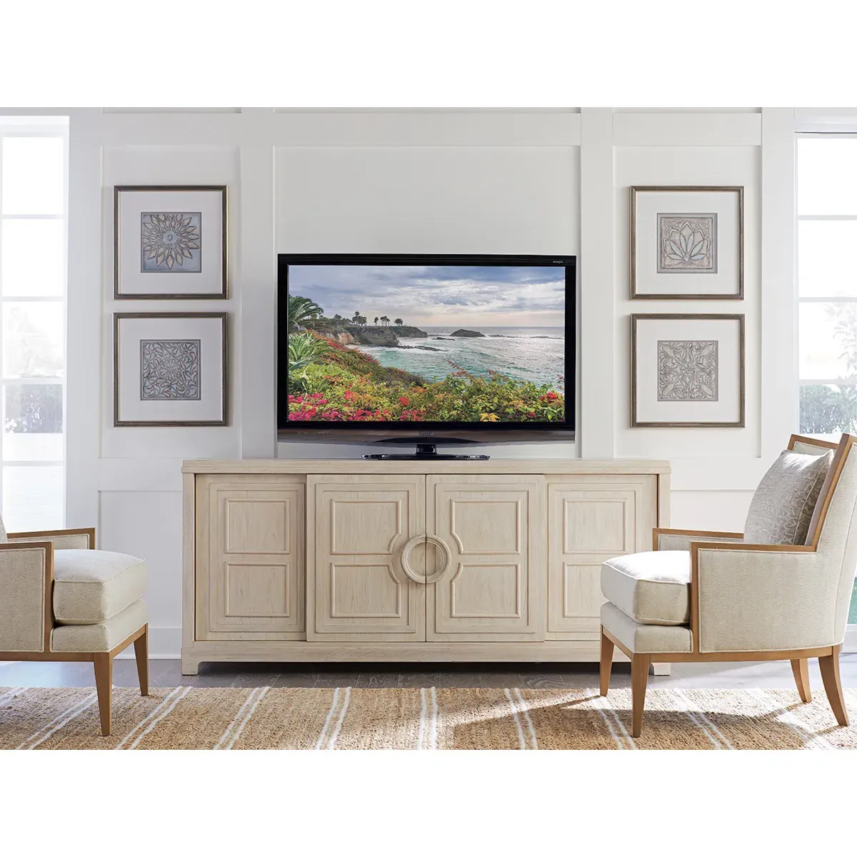 Leeward Media Cabinet - Whitewash, Wood