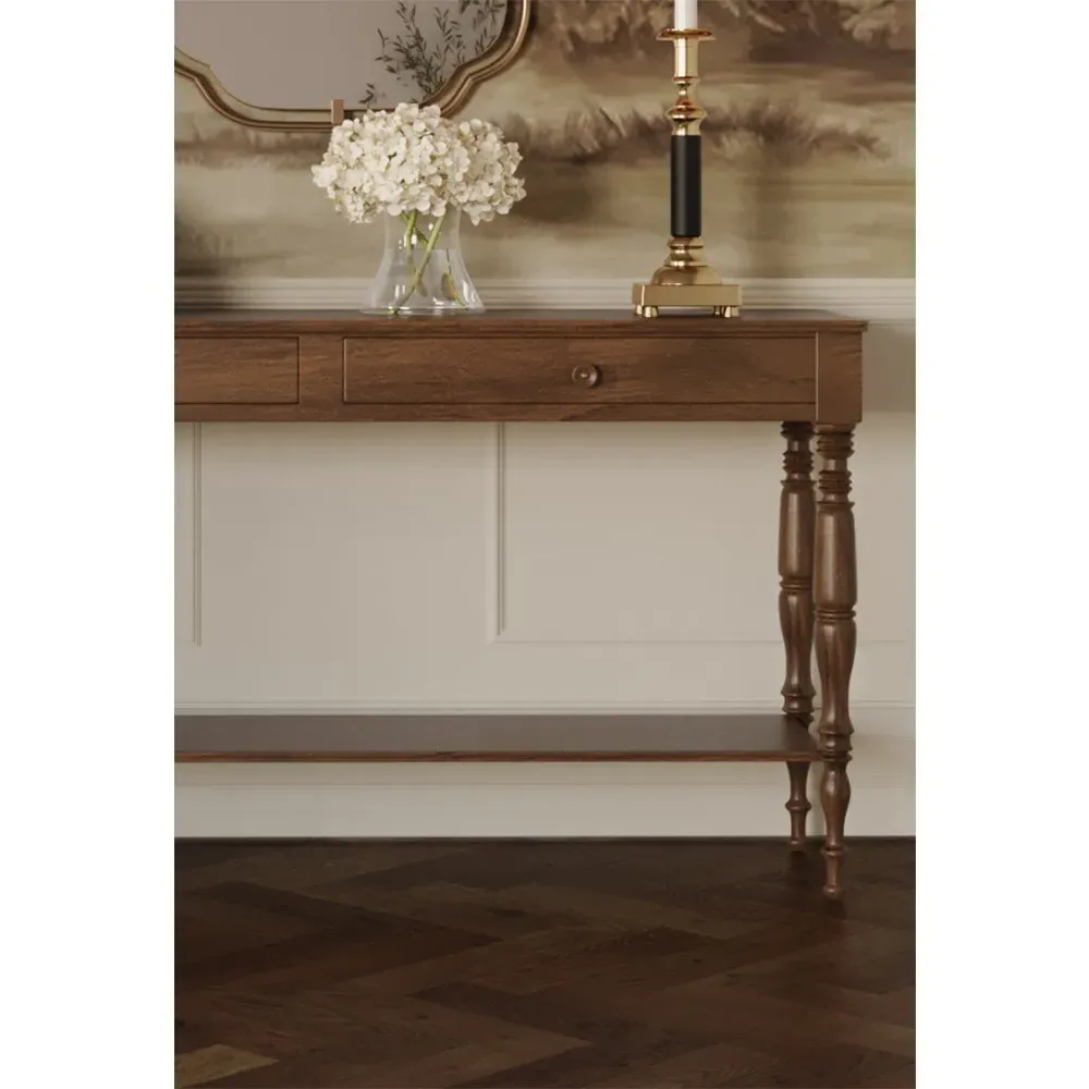 Leeward Rectangular Console Table - Brown, Hardwood