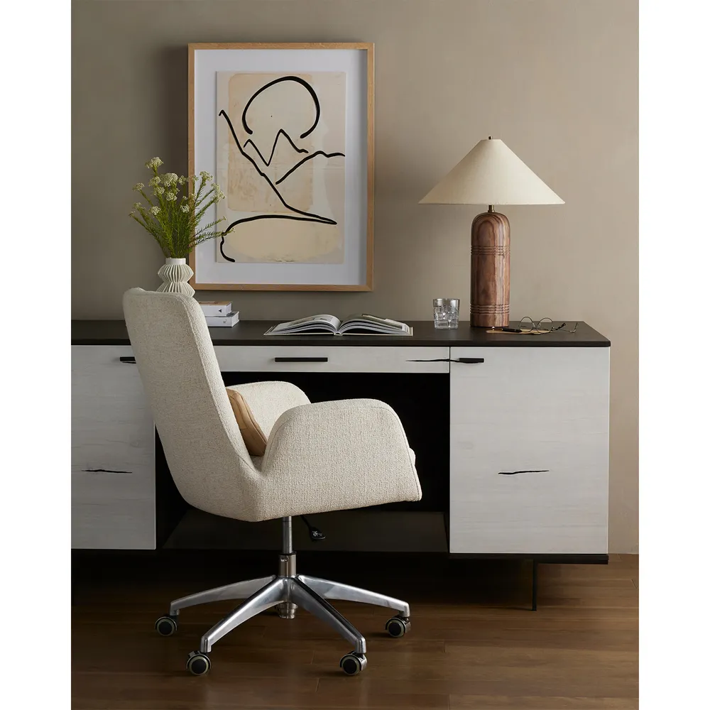 Legend Swivel Office Chair - Off White, Aluminum