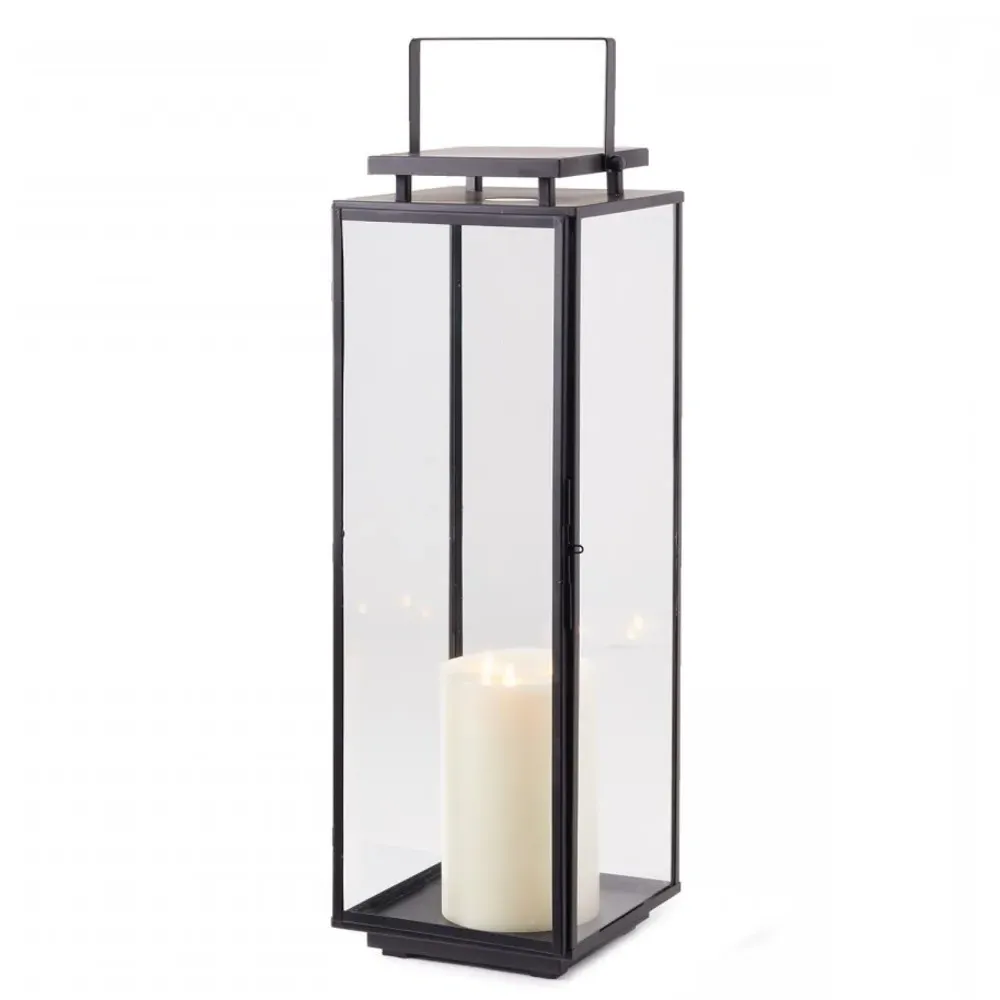 Leia Large Outdoor Lantern - Black, Metal and Glass