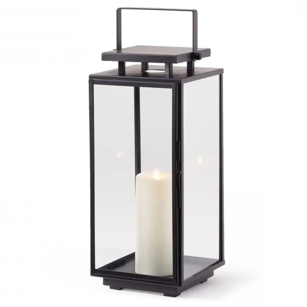 Leia Small Outdoor Lantern - Black, Metal and Glass image