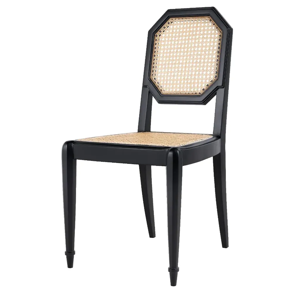 Leila Cane Back Dining Side Chair - Black, Wood