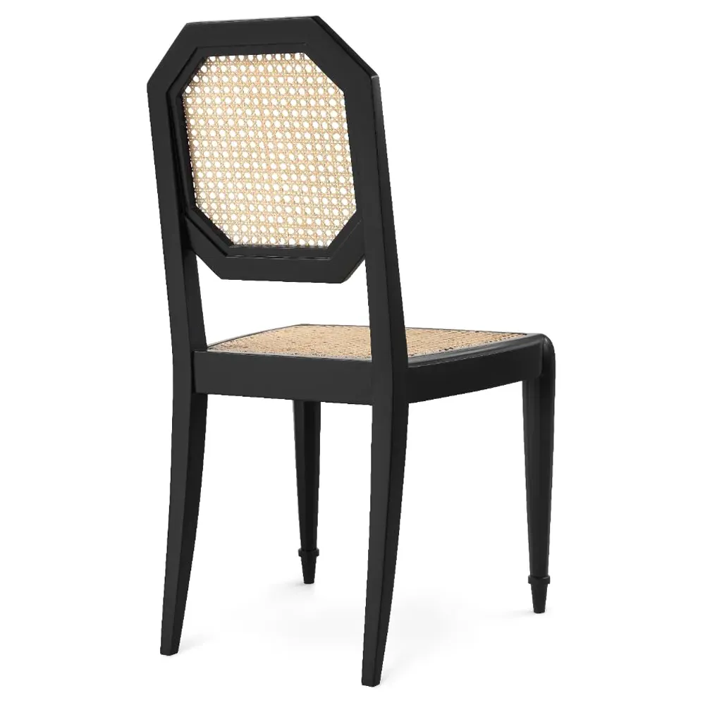 Leila Cane Back Dining Side Chair - Black, Wood
