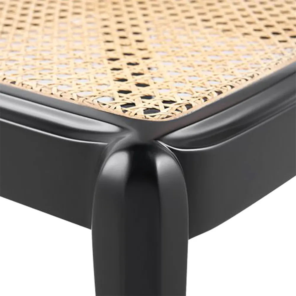 Leila Cane Back Dining Side Chair - Black, Wood
