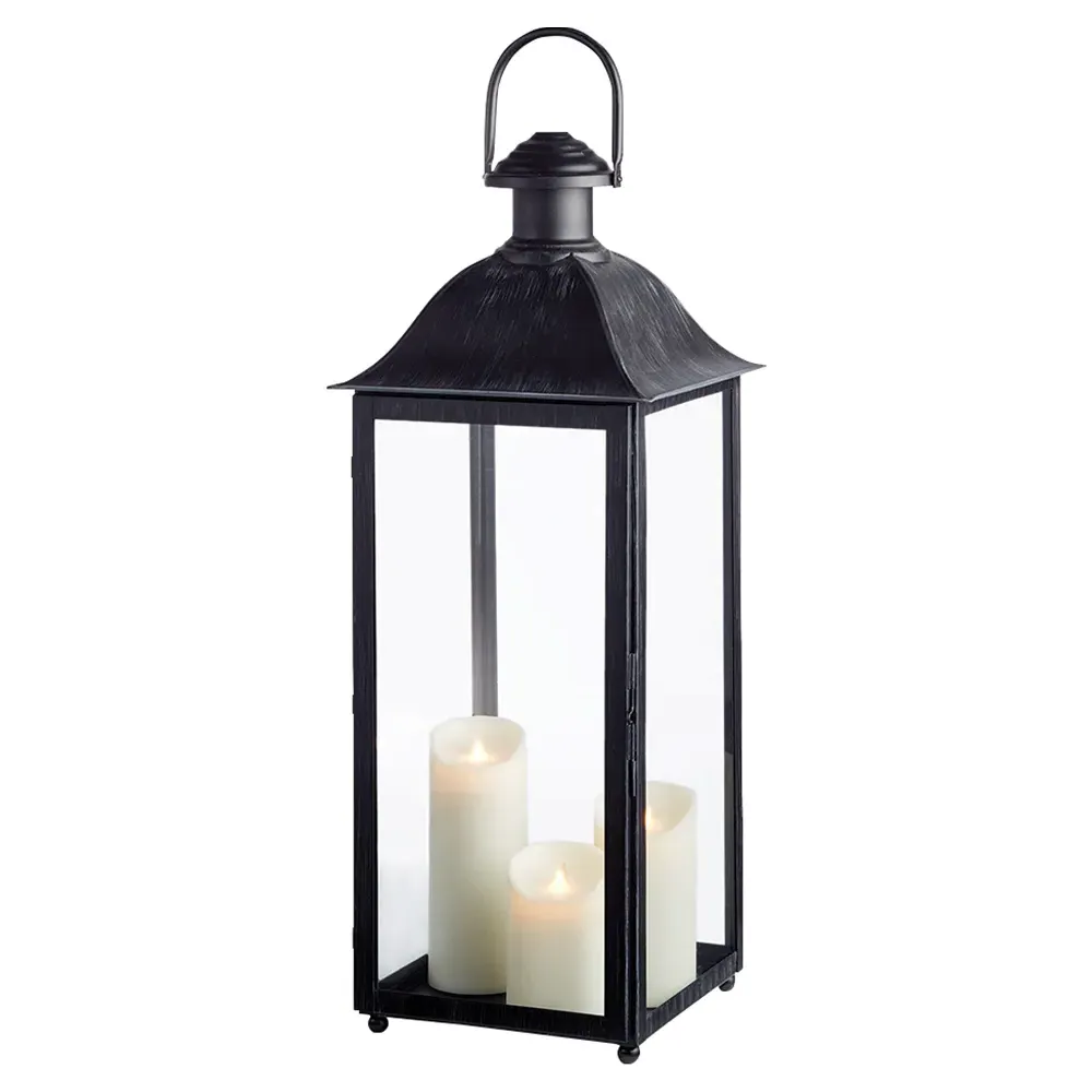 Leila Large Outdoor Lantern - Black, Metal