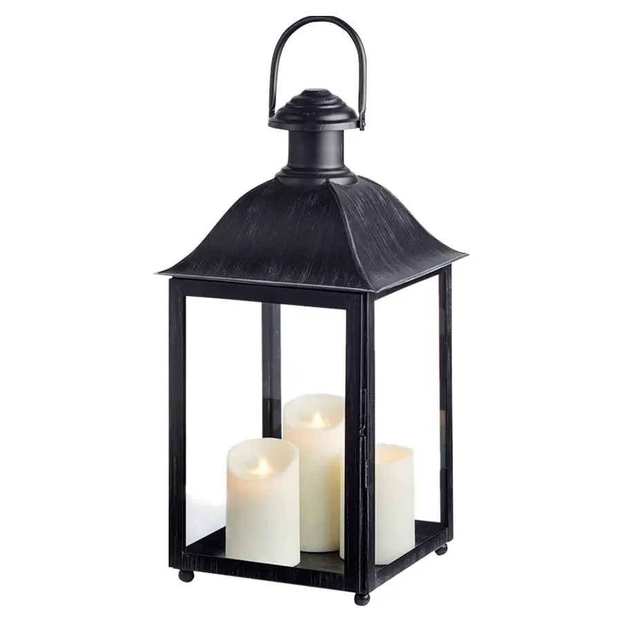 Leila Small Outdoor Lantern - Black, Metal image